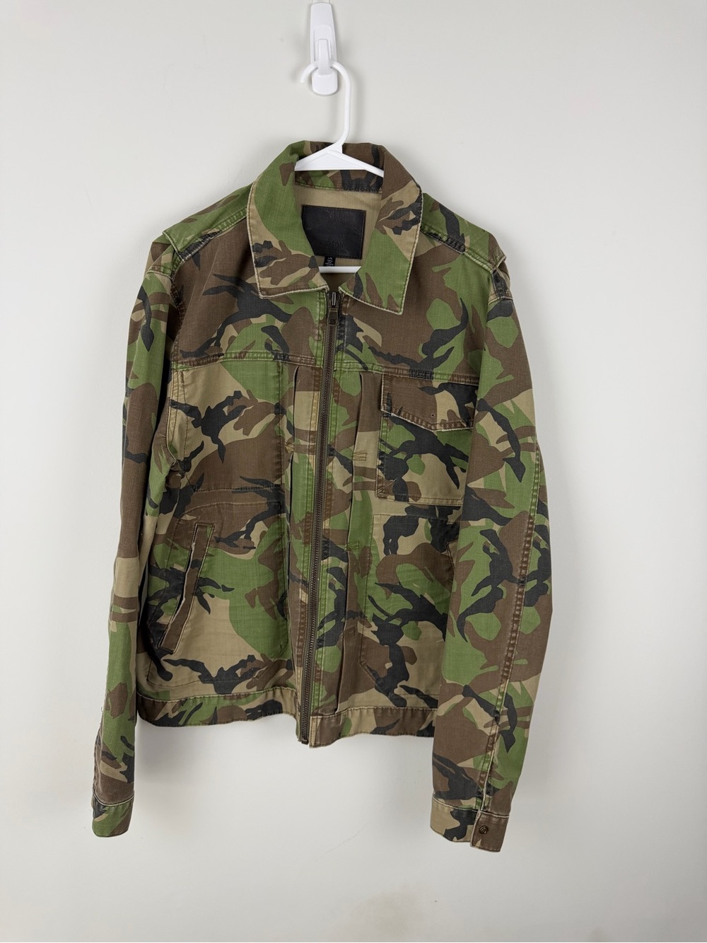Hudson Jeans Camouflage Zip-Front Field Jacket - Green/Brown